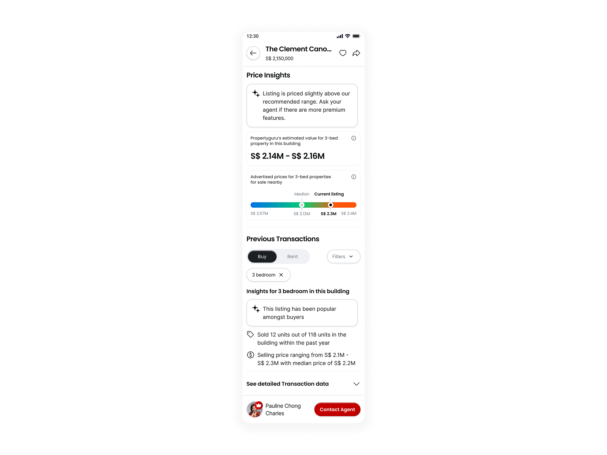First iteration of Price Insights design